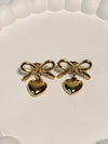 Gold Heart Bow Earrings