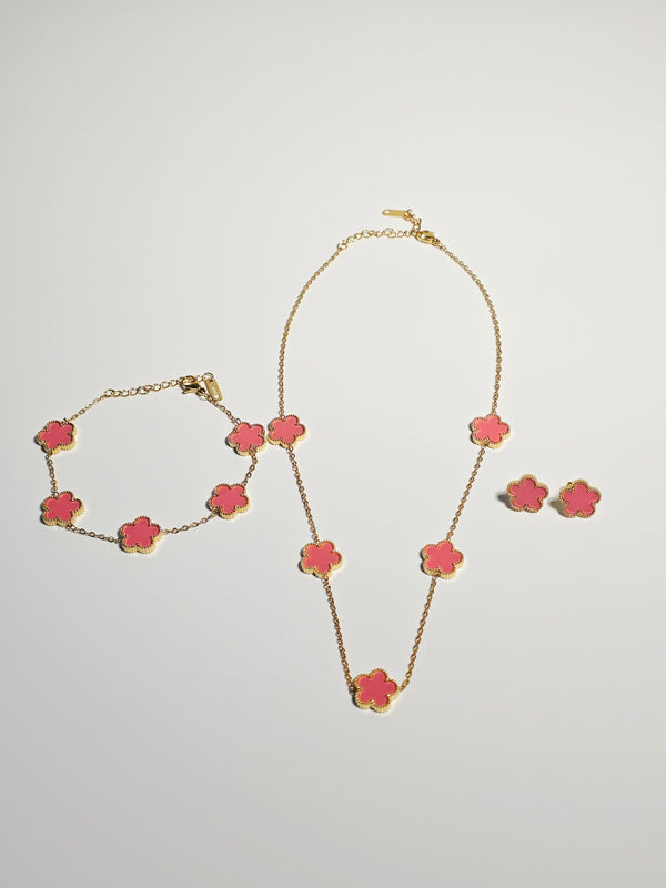 Pink Floral Jewelry Set