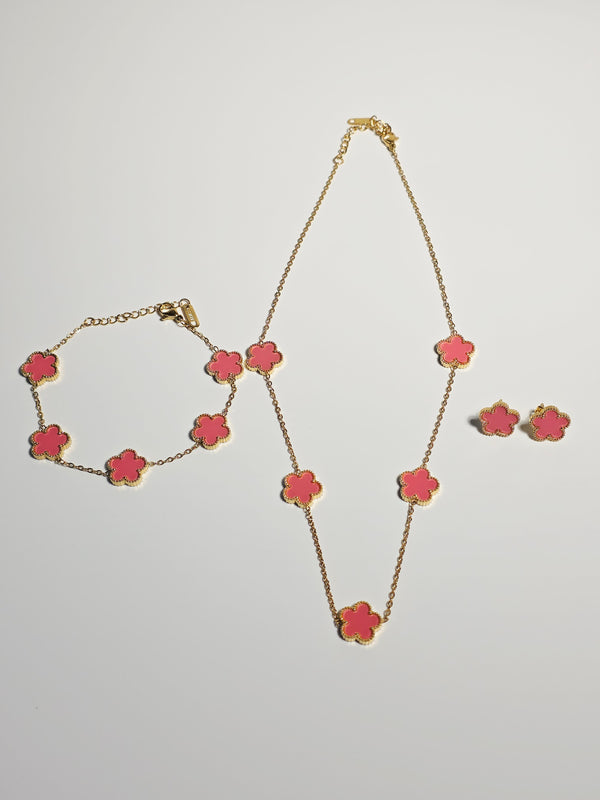 Pink Floral Jewelry Set
