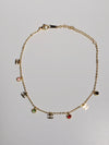 Gold Chain Anklet with Gem Accents