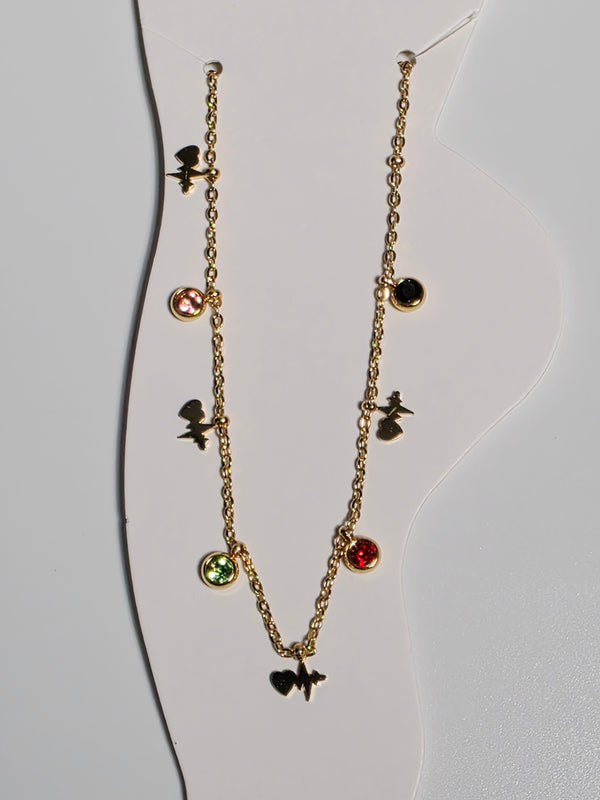 Charming Multi-Colored Anklet with Heart Pendants