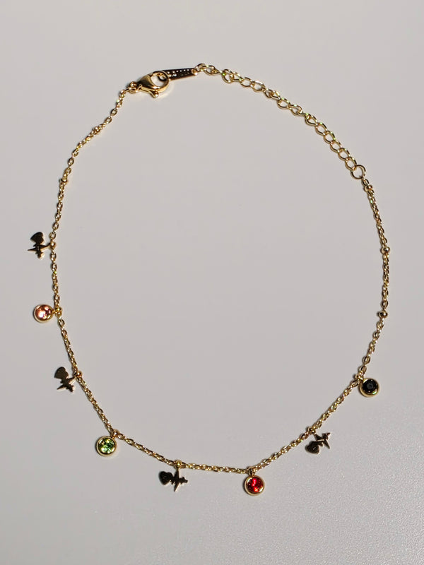 Charming Multi-Colored Anklet with Heart Pendants