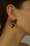 Gold Heart Bow Earrings