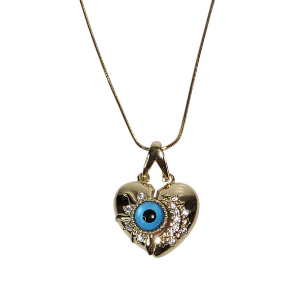 Heart Pendant Necklace with Eye Design