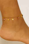 Gold Butterfly Anklet with Gem Accents