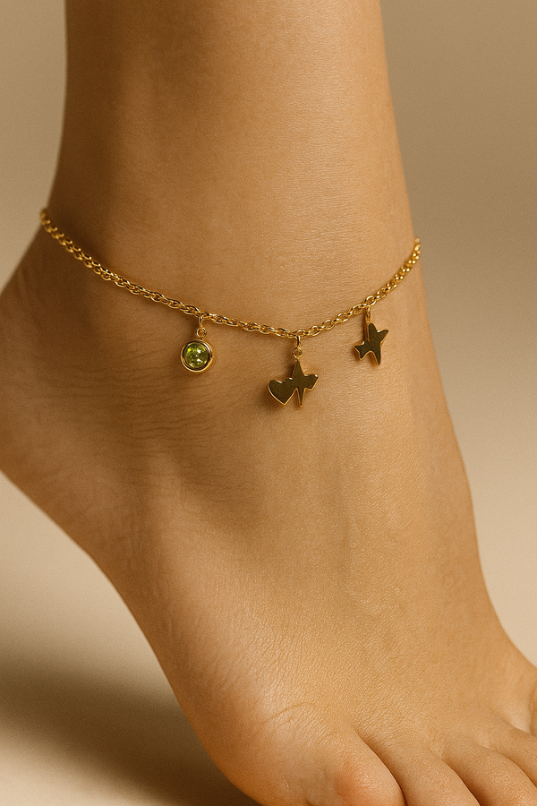 Charming Multi-Colored Anklet with Heart Pendants