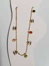 Gold Chain Anklet with Gem Accents