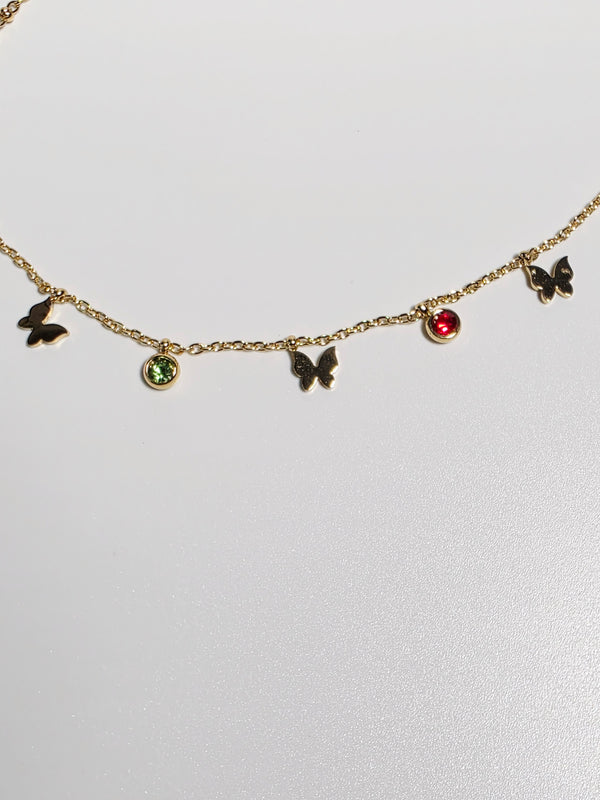 Elegant Gold Butterfly Anklet with Gem Accents