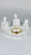 Elegant Gold Plated Bracelet with Black Heart Design