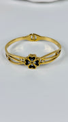Elegant Gold Plated Bracelet with Black Heart Design