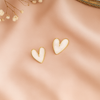 White Enamel Heart Studs